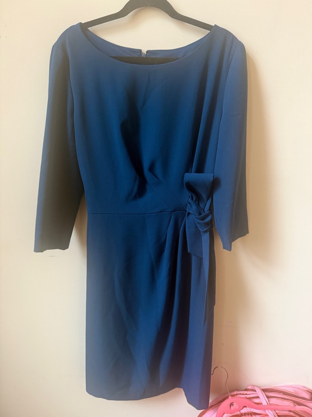 Perfect for work Blue Sheath Dress with Side Tie